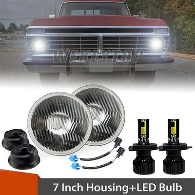 Pair 7" Inch Round Led Headlight Hi/Lo Beam Fit FORD F100 PIKCUP 1969-1974 F150 Foto 1 de 4