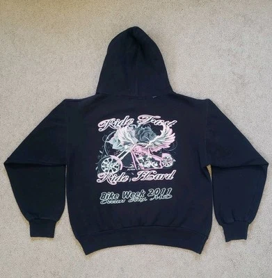 Толстовка с капюшоном женская графическая Ocean City Bike Week 2011 черная размер S - Изображение 1 из 4