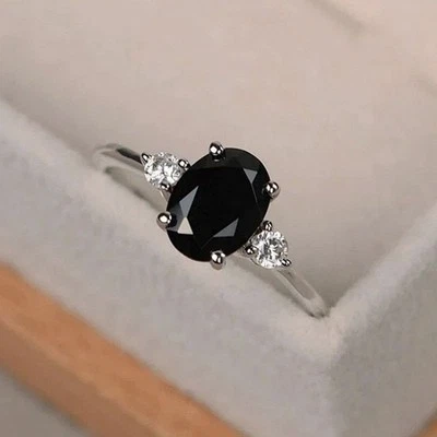 2.20Ct Oval-Cut Diamond Three Stone Wedding Ring 14k White Gold Over Size J-T - Image 1 of 4