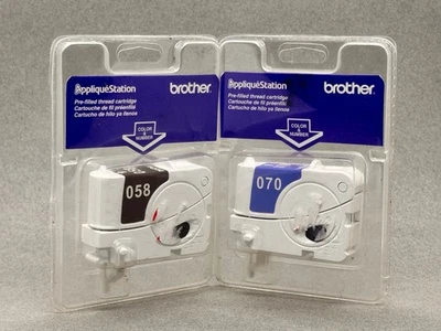 Brother Applique Station Prefilled Thread Cartridges 058 -Dark Brown/070 Blue M1 - Image 1 of 4