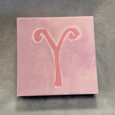 Pottery Barn Kids Canvas Pink Letter Y  5" Square Wood 1.5" Block Purple Tie Dye - Image 1 of 4