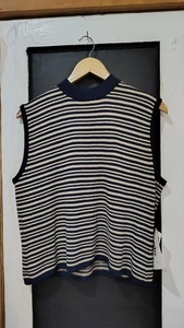 Top smanicato donna St Johns blu e marrone vintage taglia 12 nuovo - Foto 1 di 8