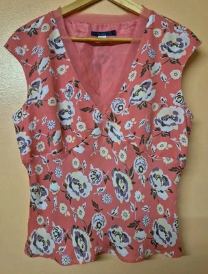 Boden Chaleco Tanque Rosa Floral Cuello en V Seda Ligero Talla 18 Foto 1 de 4