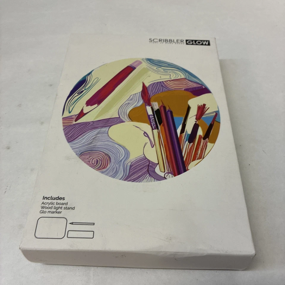 NEW Scribbler Glow Light Up Memo Board Acrylic Board, Wood Light Stand Marker - Image 1 of 2