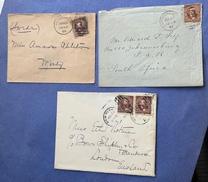 LOTE x3 CUBIERTAS AÑOS 1890 CONCESIÓN 5c SELLOS A SUECIA + INGLATERRA + SUDAFRICA! L@@K! - Imagen 1 de 2