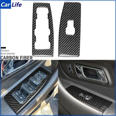 Cubierta de panel de interruptor de elevación de ventana delantera de fibra de carbono real para Ford Taurus 2013-2019 Foto 1 de 4
