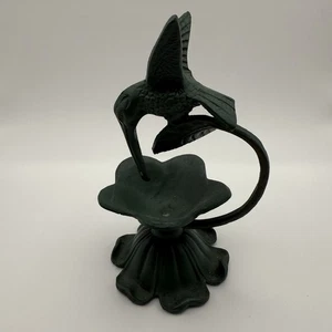 Vintage Bronze Kolibri Blume Figur Grünspan Patina 20+ Jahre Dekor Geschenk 6 Zoll - Bild 1 von 14