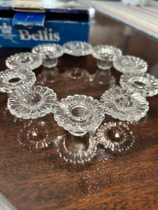 Vintage Royal Krona Bellis Glass Footed Taper Candle Holder Original Box - Picture 1 of 6