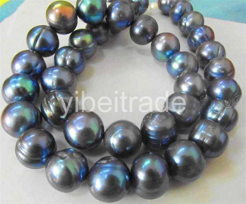 ENORME COLLAR DE PERLAS BARROCAS AZUL NEGRO GENUINO MAR DEL SUR 17"10-11MM NATURAL Foto 1 de 1