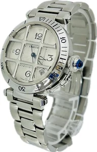 Cartier Pasha 38 Grid W31040H3 2379 White Mens Watch Excellent++ A3361 - Picture 1 of 12