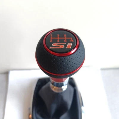 RED SI LEATHER 6SPD SHIFT GEAR KNOB for CIVIC MK8 MK9 MKX FK2 FK8 FG2 ACCORD RS - Image 1 of 4