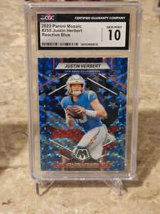 2023 Panini Mosaic Reactive Blue #255 Justin Herbert CGC Gem Mint 10 National Pr - Picture 1 of 2