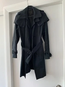 Country Road Trench Coat Women's Size small Black Belted Designer stylish button - Picture 1 of 8