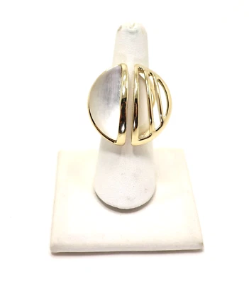 ANILLO CÓCTEL ALEXIS BITTAR CHAPADO EN ORO AMARILLO LUCITA BLANCA TALLA 7 Foto 1 de 4