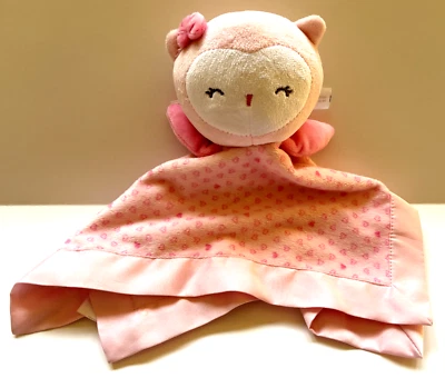 Manta de seguridad para bebé Child of Mine Pink Owl Lovey sonajeros satinado y franela Foto 1 de 4