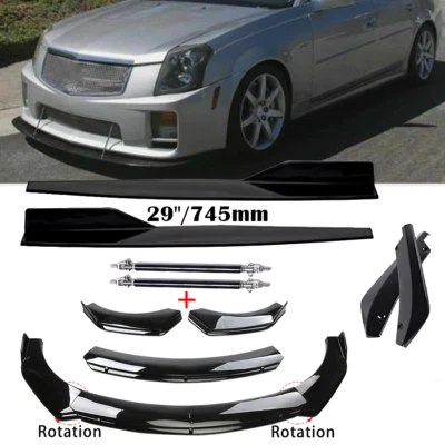 For Cadillac STS 2005-2011 Gloss Black Front Bumper Lip Spoiler Side Skirt Foto 1 de 4