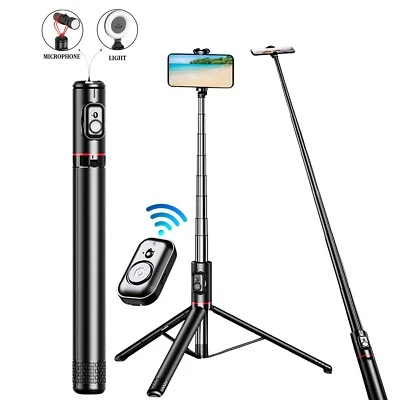 Selfie Stick Tripod 72" |  360° Rotation, Remote, Cold Shoe Mount Phone stand - Image 1 of 4