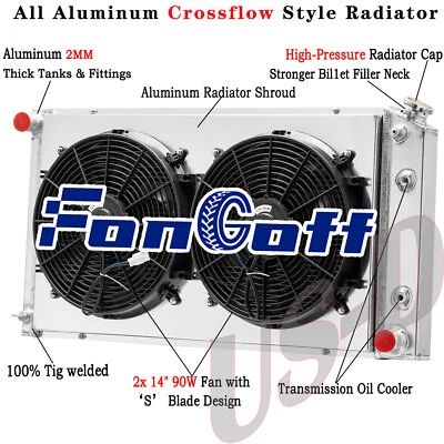 4 Row Radiator+Shroud Fan For 77-92 1980 Cadillac Fleetwood /Brougham /DeVille Foto 1 de 4