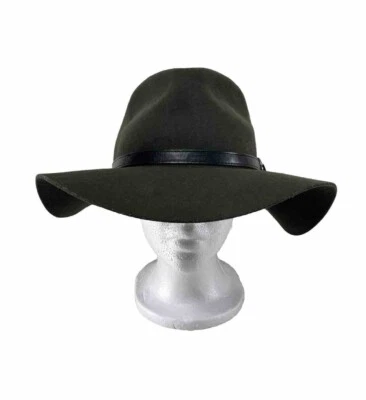 RARE!!! Olive & Pique 100% Wool Felt Floppy Hat Wide Brim Belt Band Olive Green! - Image 1 of 4