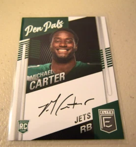 2021 Donruss Elite Michael Carter pluma novata autógrafo automático radiocontrol #pp-mca Jets - Imagen 1 de 2
