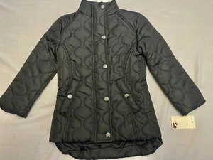 SO Quilted Barn Jacket/Coat Sz Girls 4/5 Black lightweight pockets snap zipper - Picture 1 of 11