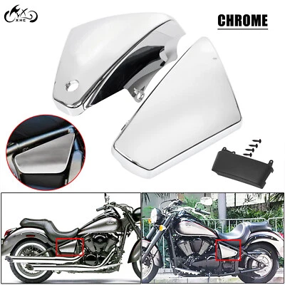 Cubiertas laterales de batería cromadas para Kawasaki Vulcan 900 VN900 VN900C personalizadas 2006-2020 Foto 1 de 4