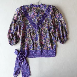 Diane Freis Top Floral Art To Wear Shoulder Pads Vtg Size Fits A Medium - Picture 1 of 11