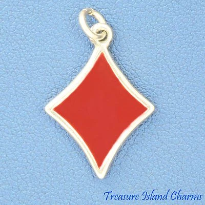 Dije de plata de ley 925 con diamantes esmaltados para jugar a las cartas traje de juego Foto 1 de 3