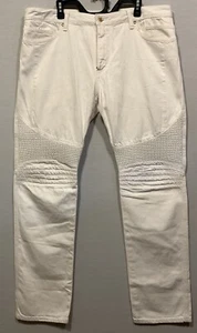 Robins White Long Flap Motard Biker Jeans With Gold Studs P82 *Read* - Picture 1 of 24