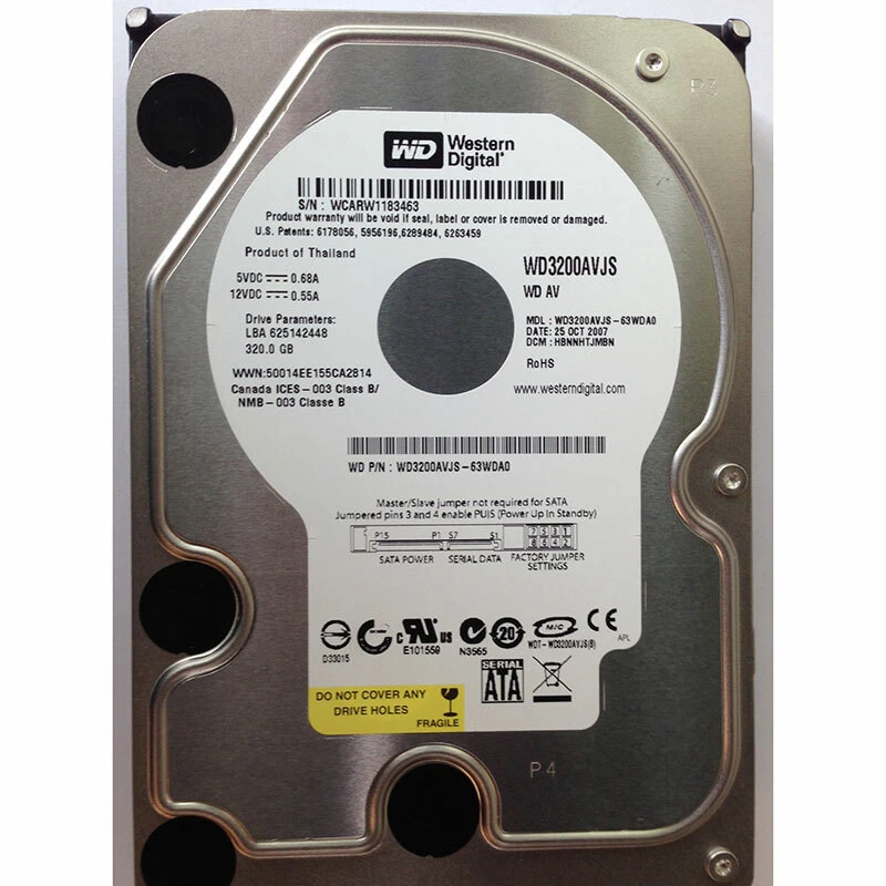 WD3200AVJS Western Digital 320GB SATA 3.5 Hard Drive - Image 1 of 1