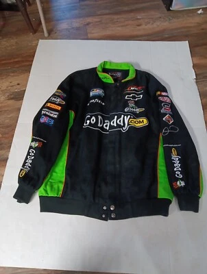 Vintage Y2k 2000s GoDaddy.com NASCAR Jacket Black Green Size XL Chase Authentics - Image 1 of 4
