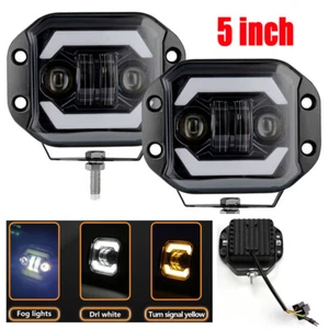 2X 5" inch Flush Mount Quad Row LED Work Light Bar Combo Fog Driving Offroad 4WD - Picture 1 of 20