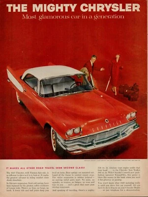 1957 Car Auto Chrysler Windsor 50s Vintage Print Ad 2 Door Hard Top Dior NY - Image 1 of 4