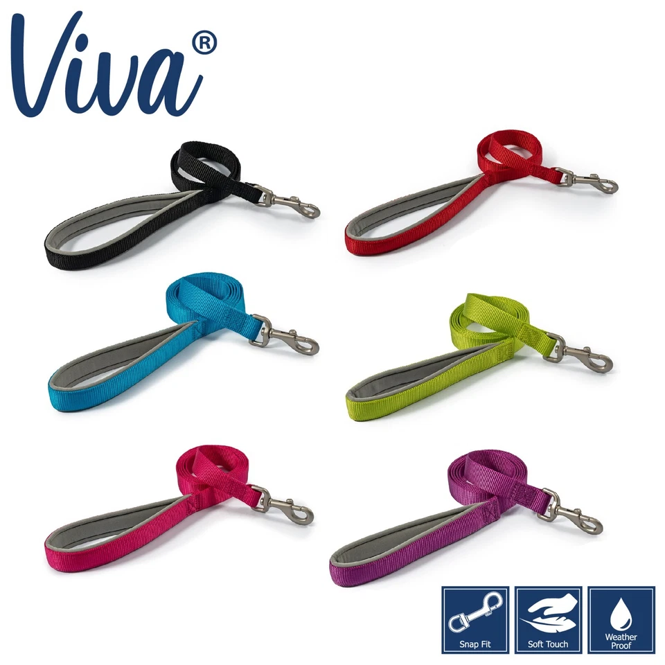 Ancol Nylon Dog Puppy Training Viva Padded Lead available in 4 sizes & 6 colours