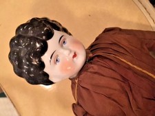 antique china doll Cloth body Orig ClothesAnd Undies brown hair Stitched Fingers