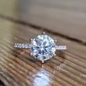 Solitär-Verlobungsring 2 kt runder FVS1 im Labor gezüchteter Diamant massiv 14 kt Gelbgold - Bild 1 von 11
