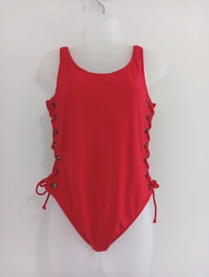 Sexy Baywatch Lados Abiertos Traje De Baño De Colección Años 80 Para Mujer Una Pieza 12 Rojo Corte Alto Foto 1 de 4