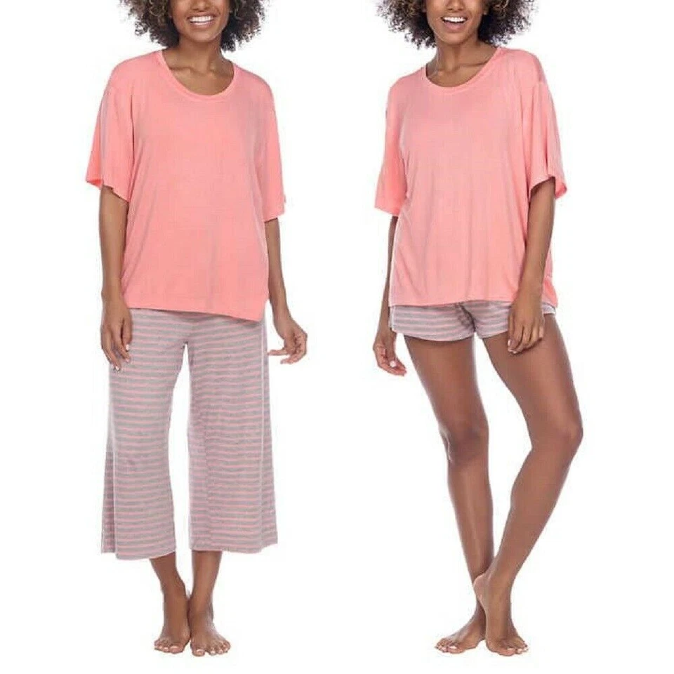 Honeydew Ladies' Palazzo Pajama Set 3-piece Lei Stripe S