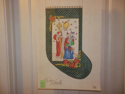 Wee Needle Designs CHRISTMAS SANTA STOCKING Hand Painted Canvas 14m MSRP$85 - Image 1 of 2