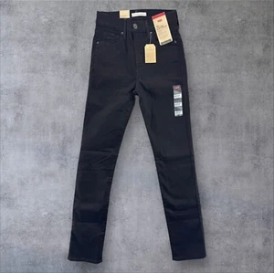 Levi's Women's 724 High Rise Slim Straight Jeans Soft Black Pants 26x32 Sz 2 Med - Picture 1 of 6
