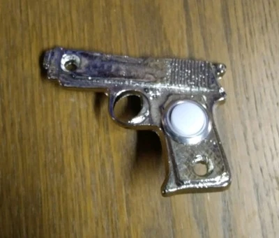 Pistola Pistola Timbre Botón Acero Chapado Zinc Timbre Níquel con Botón Iluminado Foto 1 de 2