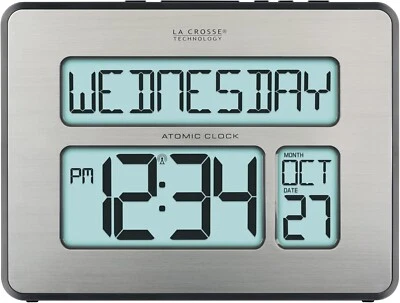 La Crosse Technology Atomic Digital Wall Clock Full Calendar Backlight Alarm - Image 1 of 4