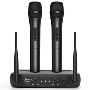 Pyle Channel Microphone System-VHF Fixed Dual Frequency Wireless Set with 2 Hand - Picture 1 of 5
