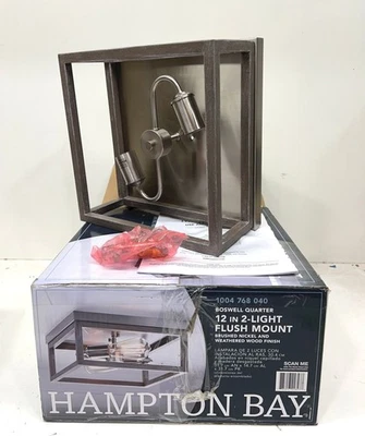 Hampton Bay Boswell 12 дюймов 2-светлое матовое никелевое внутреннее крепление заподлицо *б/у* - Изображение 1 из 2
