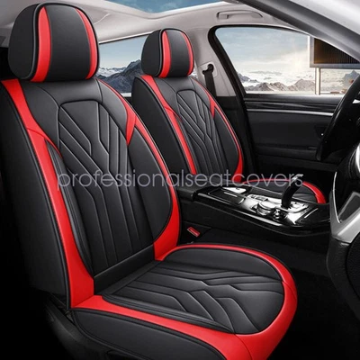 Car Seat Cover PU Leather For Hyundai Tucson Accent Sonata 5-Sits Pad Black&Red — 第 1/4 张图片