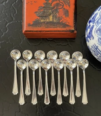 "Juego de 12 cucharas de sal antiguas de plata esterlina Gorham Durgin Fairfax americanas de 2,5""" Foto 1 de 4