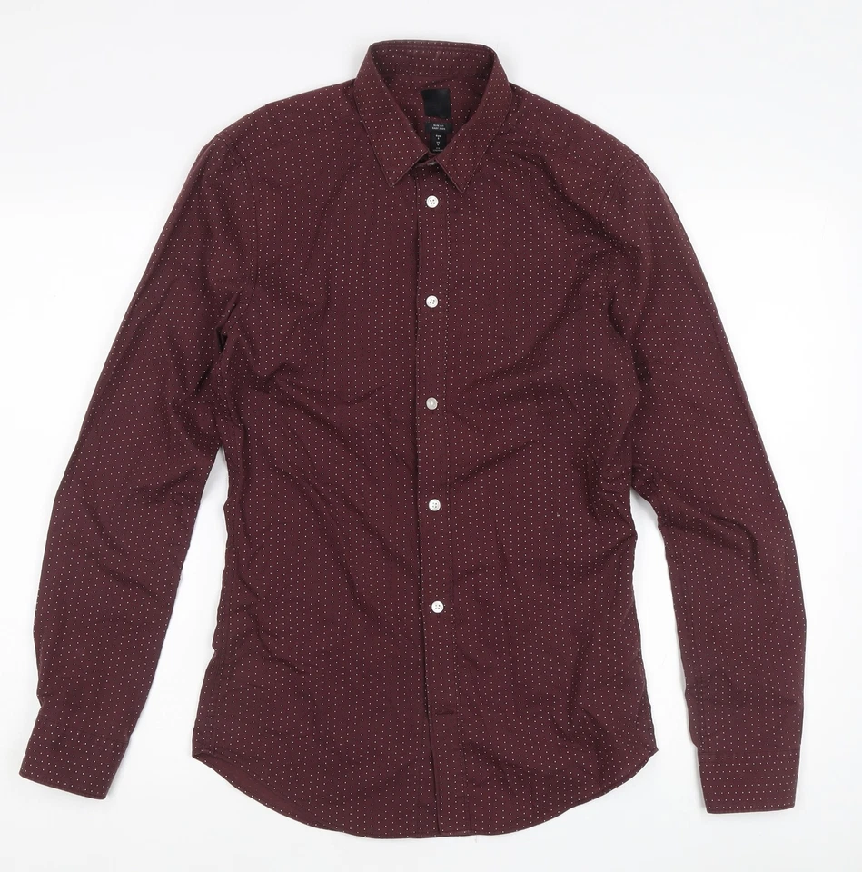 H&M Slim Red Men's Dress Shirt Size S — 第 1/4 张图片