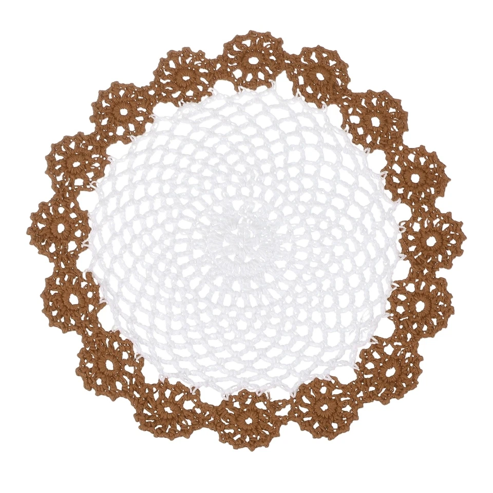 1 pieza tapetes hechos a mano de ganchillo 8,2" manteles individuales posavasos de encaje blancos, café Foto 1 de 4