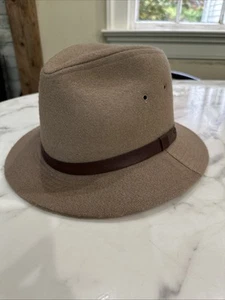 JJ Hat Center Wool Felt Hat Fedora Medium Brown - Picture 1 of 18