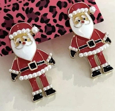 Moda Tono Dorado Perla Papá Noel Navidad Aretes Nuevos Sin Etiquetas Foto 1 de 4
